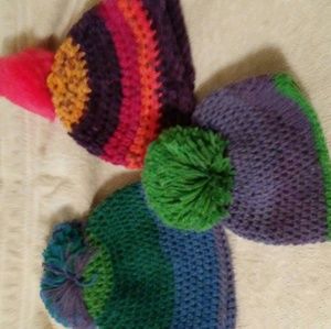 3 crocheted baby hats